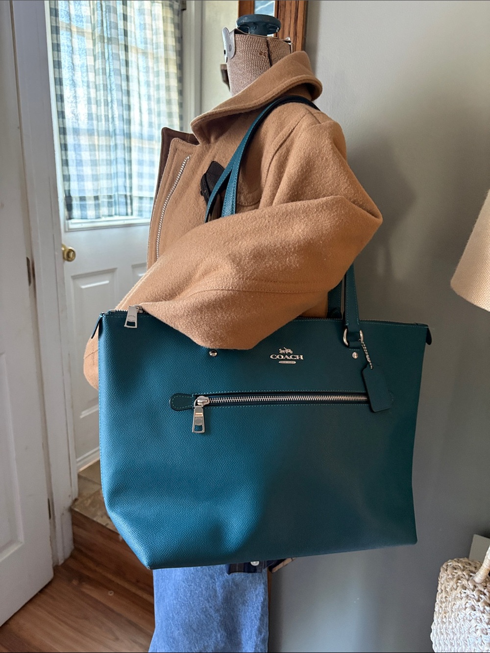 COACH dark teal tote